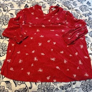 Reitmans Red Floral Blouse